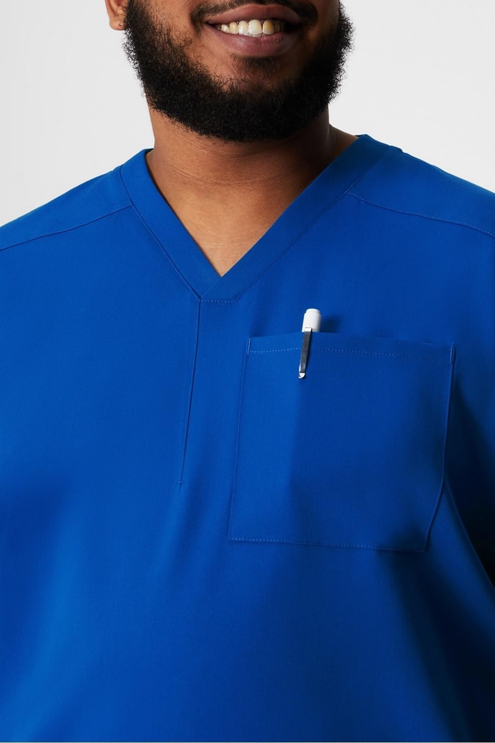 image:imageFabletics Mens Helix 1Pocket Scrub Top MotionTech WrinkleResist Chest Pocket AntiShrink SemiSlim FitRoyal Blue