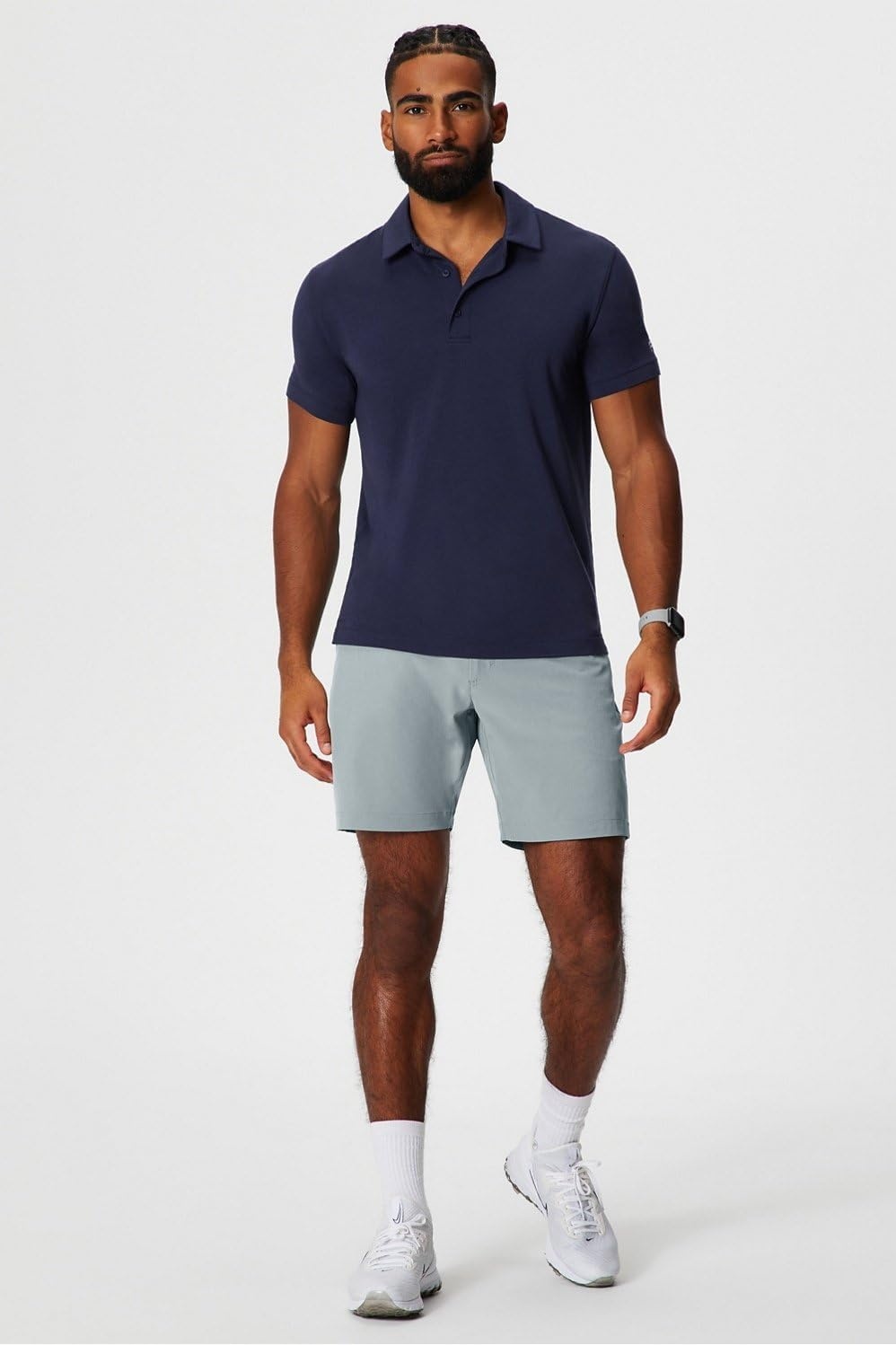 image:imageFabletics Mens Only Short Everyday Commuter Lightweight Liquid Resistant Secure Pockets 4WayStretch Streamlined FitShadow Grey