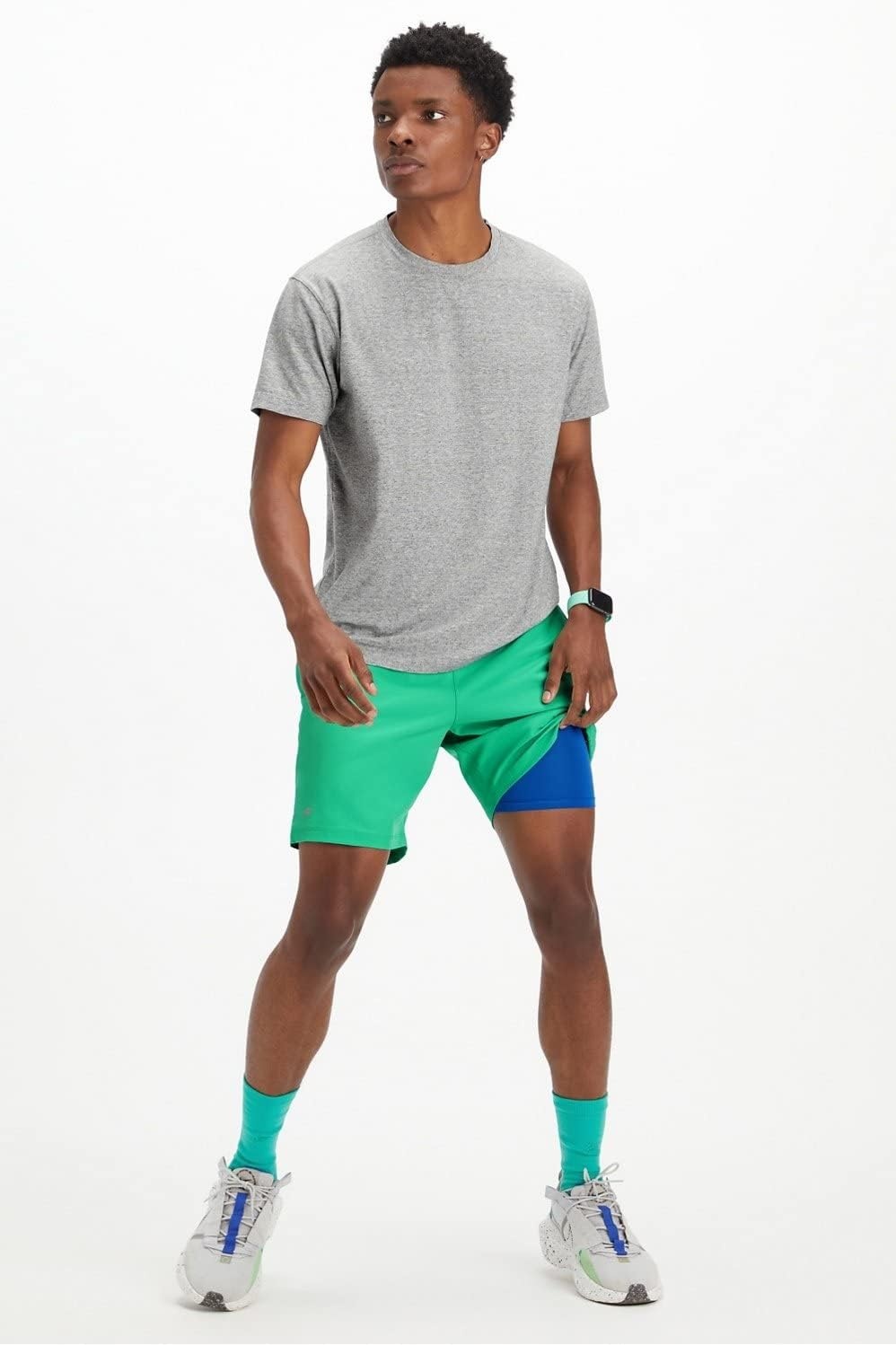 image:imageFabletics Mens The Fundamental Short Lined Workout Running Training Gym Yoga Ultra Lightweight AthleticEssential Green Perforated