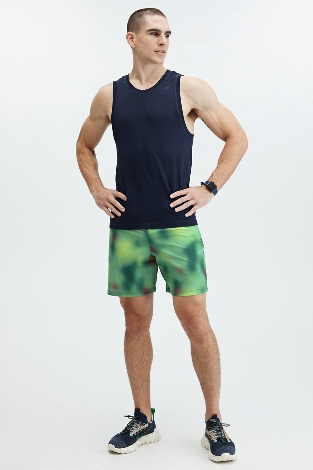 image:imageFabletics Mens The Fundamental Short Workout Running Training Gym Yoga Ultra Lightweight AthleticAzure Green Blur