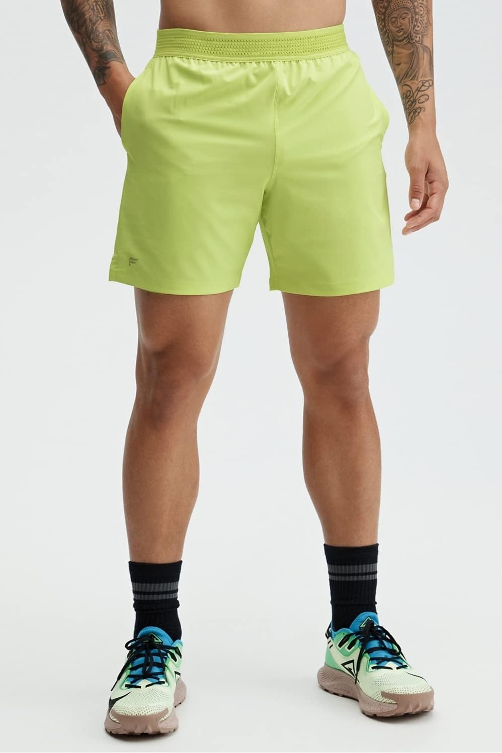 image:imageFabletics Mens The Fundamental Short Workout Running Training Gym Yoga Ultra Lightweight AthleticFaded Lime