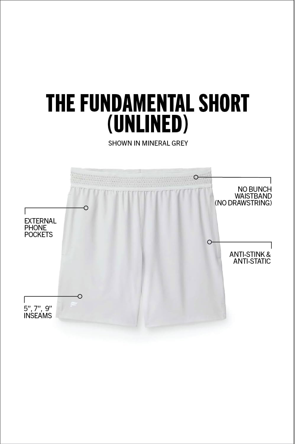 image:imageFabletics Mens The Fundamental Short Workout Running Training Gym Yoga Ultra Lightweight AthleticMineral Grey