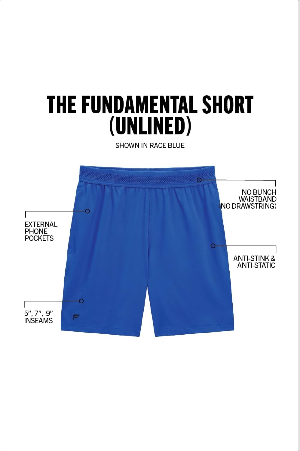 image:imageFabletics Mens The Fundamental Short Workout Running Training Gym Yoga Ultra Lightweight AthleticRace Blue
