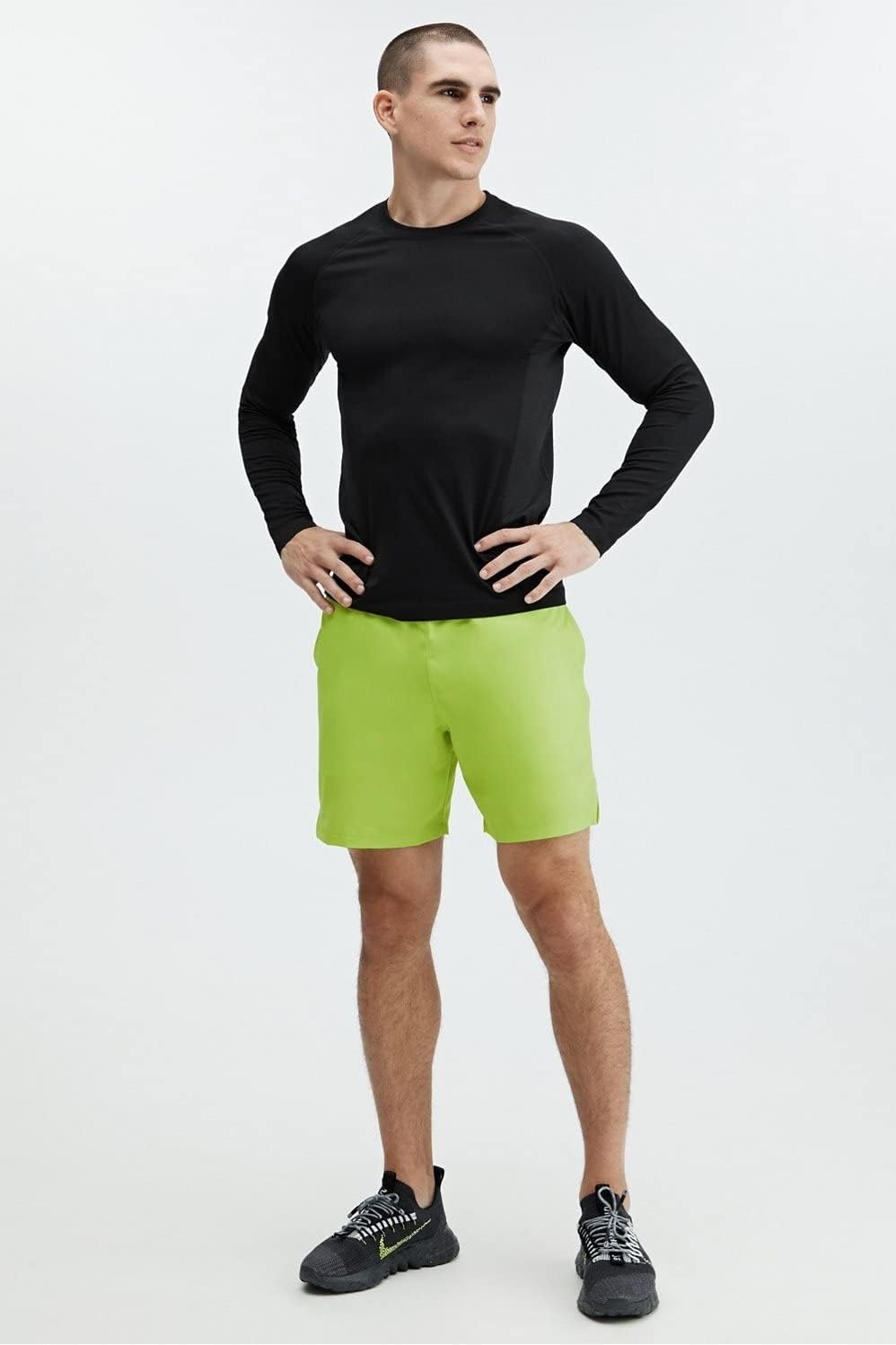 image:imageFabletics Mens The Fundamental Short Workout Running Training Gym Yoga Ultra Lightweight AthleticVivid Lime