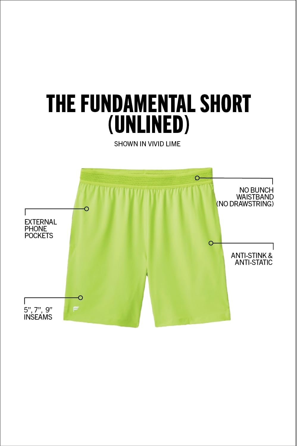 image:imageFabletics Mens The Fundamental Short Workout Running Training Gym Yoga Ultra Lightweight AthleticVivid Lime