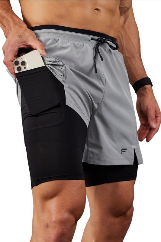 image:imageFabletics Mens The Kadence Short Lined Performance Running Jogging Training Ultra LightweightShadow Grey