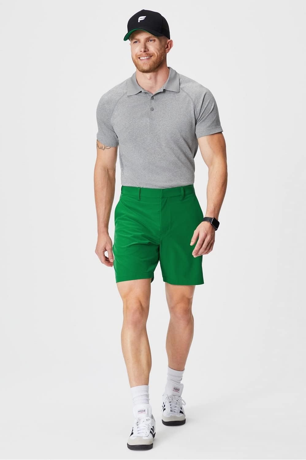 image:imageFabletics Mens The Training Day Polo Tennis Golf Performance Breathable 4Way StretchMid Grey Htr