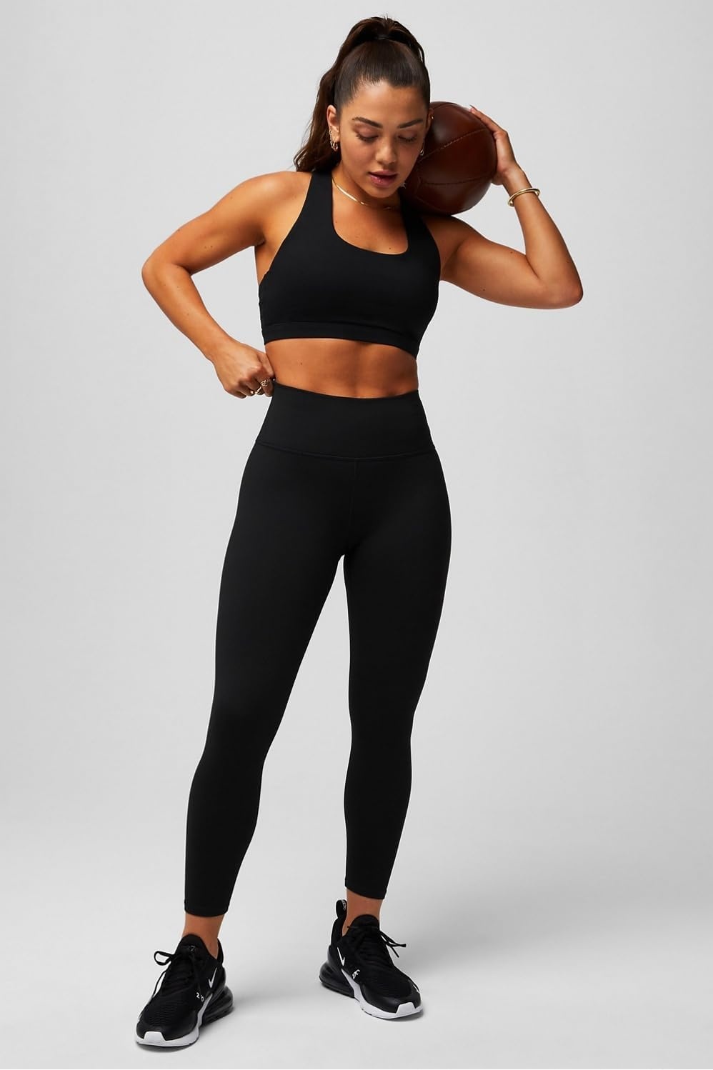 image:imageFabletics Womens Boost Medium Impact Sports Bra Workout Yoga Athletic Fitness KnitBlack