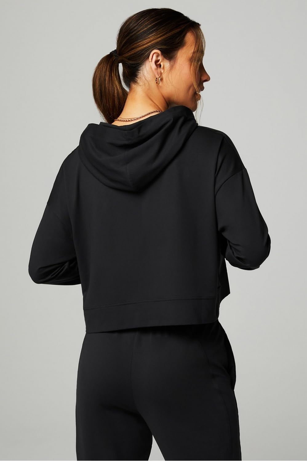 image:imageFabletics Womens Cloud Jersey Hoodie Buttery Soft Recycled Fabric Breathable MoistureWickingBlack
