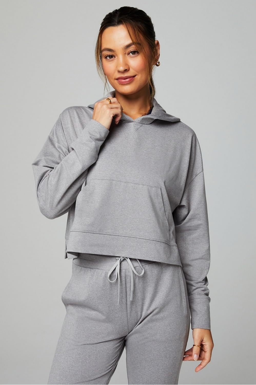 image:imageFabletics Womens Cloud Jersey Hoodie Buttery Soft Recycled Fabric Breathable MoistureWickingClassic Grey Heather