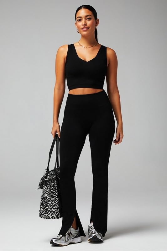 image:imageFabletics Womens Cloud Seamless VNeck Crop TankBlack