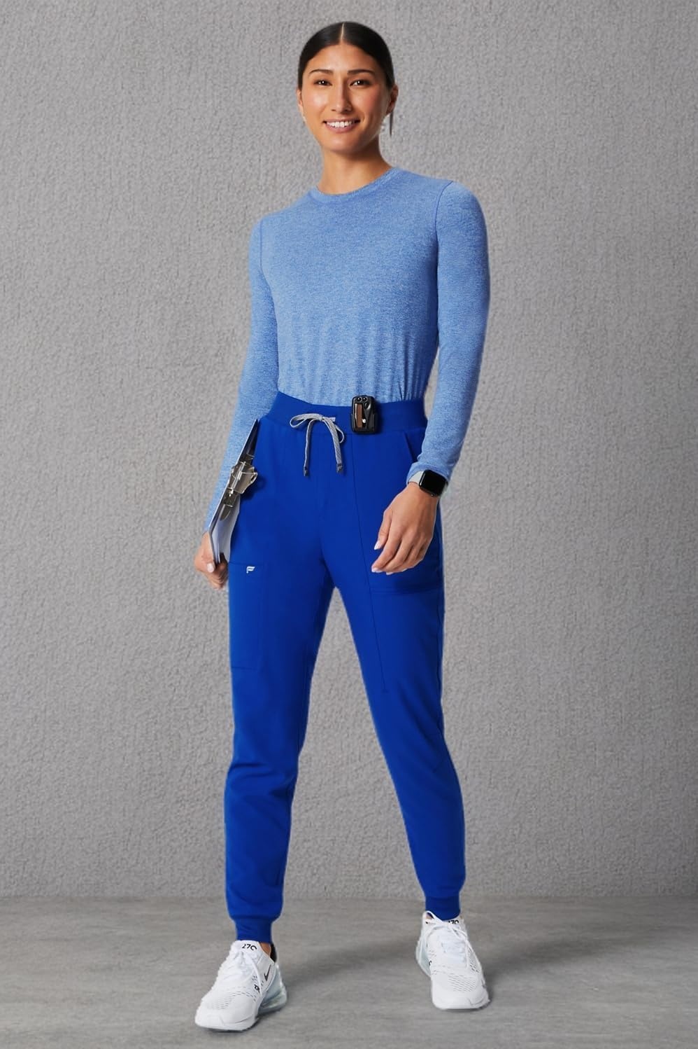 image:imageFabletics Womens Core LongSleeve UnderscrubRoyal Blue Heather