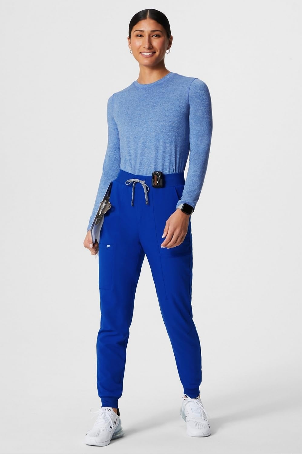image:imageFabletics Womens Core LongSleeve UnderscrubRoyal Blue Heather