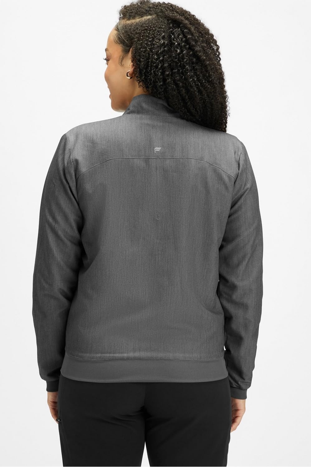 image:imageFabletics Womens Daily 3Pocket Scrub Jacket MotionTech Lightweight Breathable WrinkleResist SemiSlim FitHeather Grey
