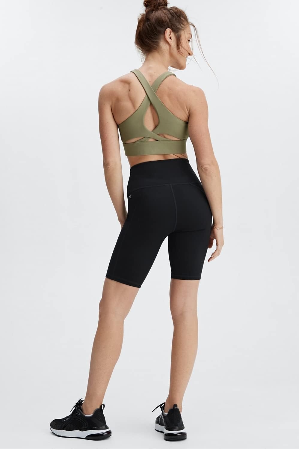 image:imageFabletics Womens Define PowerHold HighWaisted 9 Short Workout Running Spandex Maximum Compression FlatteringQuarry Grey