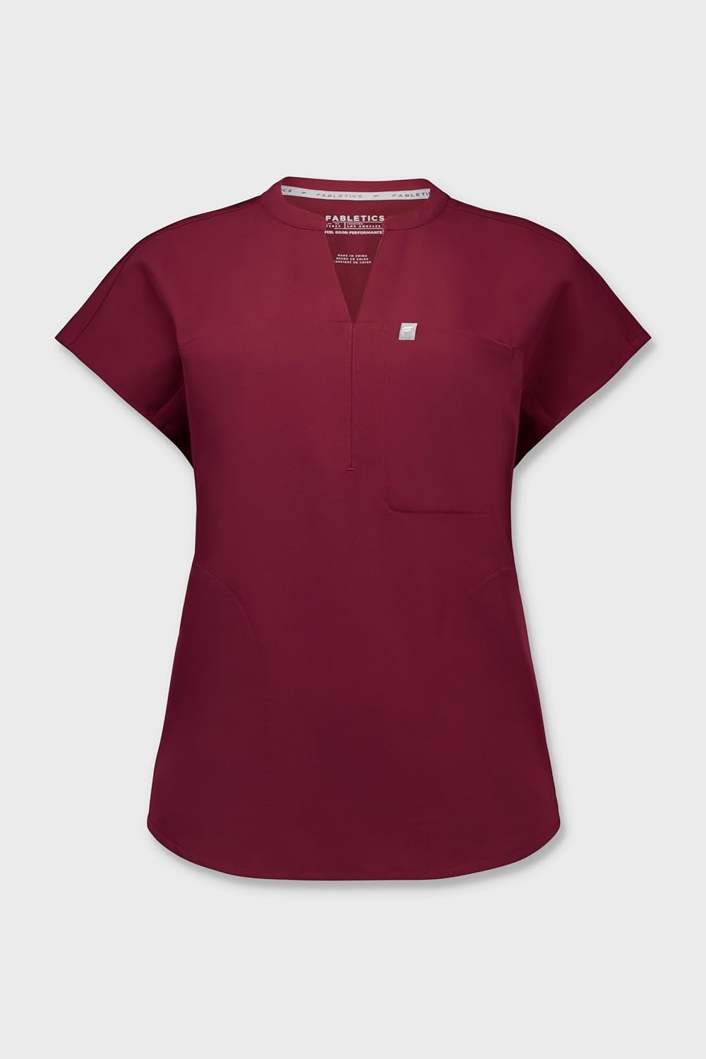 image:imageFabletics Womens Evolve 3Pocket Scrub Top with an Oversized Fit MotionTech 4Way Stretch WrinkleResist AntiShrinkWine