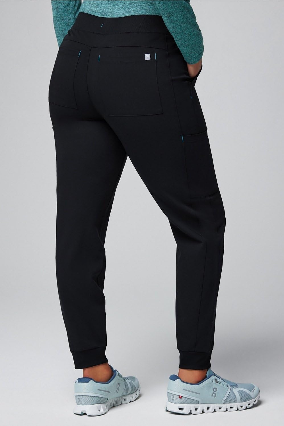 image:imageFabletics Womens High Rise Active Scrub Jogger MotionTech 4Way Stretch PocketPacked Lightweight SemiSlim FitBlackBlue Lagoon