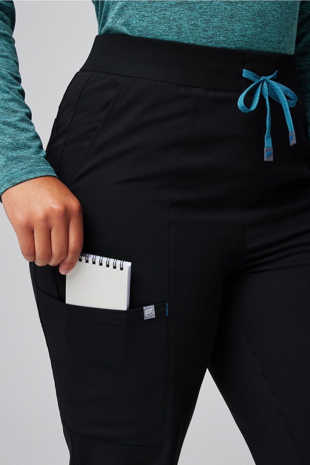 image:imageFabletics Womens High Rise Active Scrub Jogger MotionTech 4Way Stretch PocketPacked Lightweight SemiSlim FitBlackBlue Lagoon