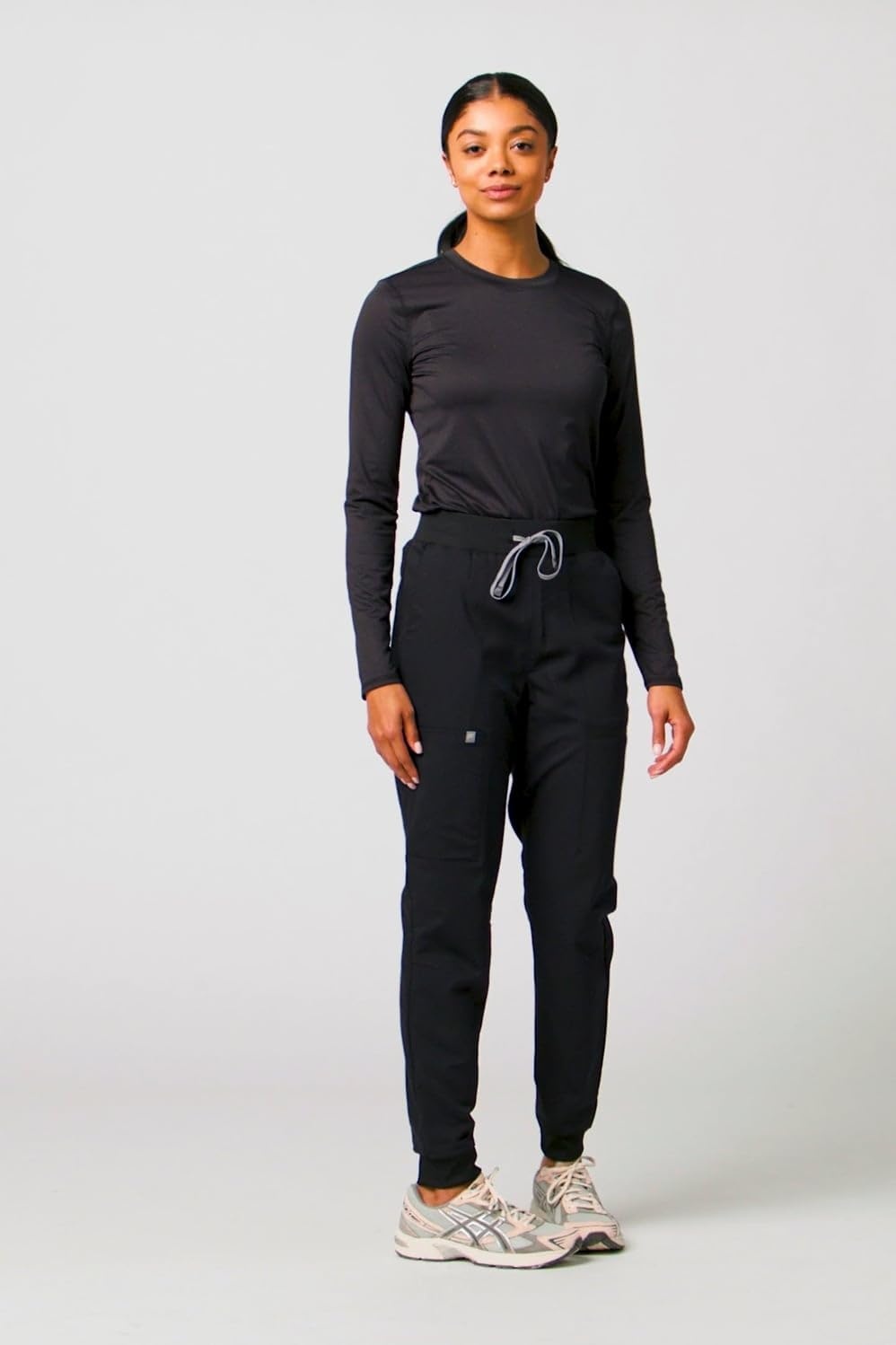 image:imageFabletics Womens High Rise Active Scrub Jogger MotionTech 4Way Stretch PocketPacked Lightweight SemiSlim FitBlackHibiscus