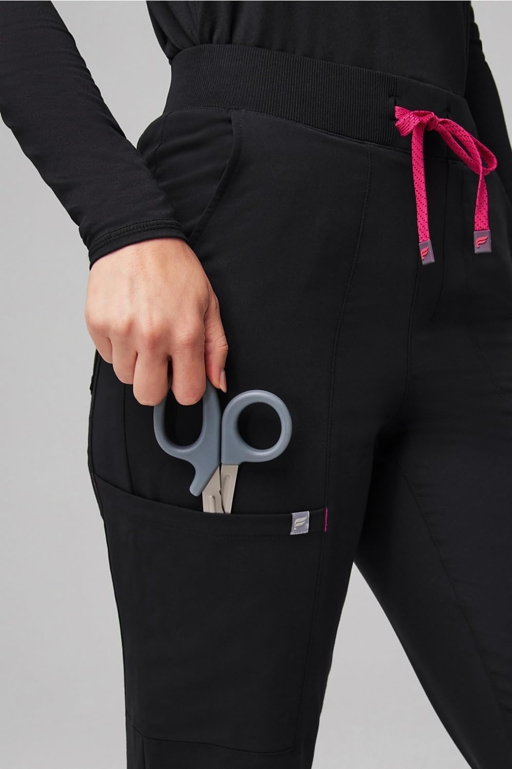 image:imageFabletics Womens High Rise Active Scrub Jogger MotionTech 4Way Stretch PocketPacked Lightweight SemiSlim FitBlackHibiscus