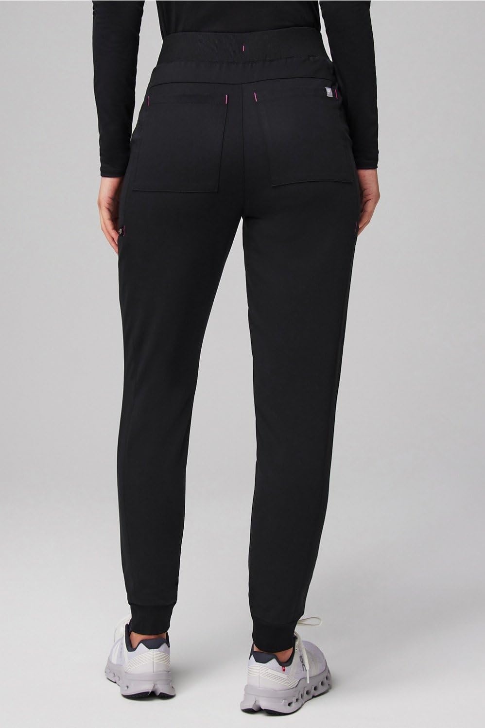 image:imageFabletics Womens High Rise Active Scrub Jogger MotionTech 4Way Stretch PocketPacked Lightweight SemiSlim FitBlackHibiscus