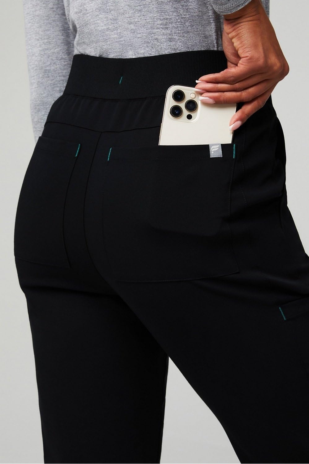 image:imageFabletics Womens High Rise Active Scrub Jogger MotionTech 4Way Stretch PocketPacked Lightweight SemiSlim FitBlackHunter Green
