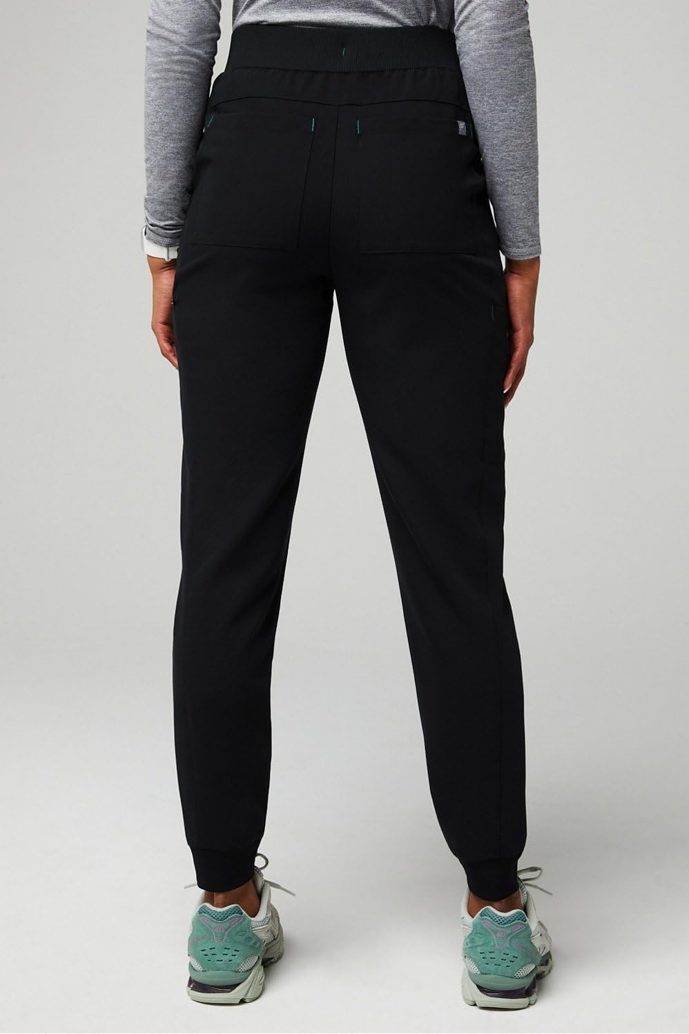 image:imageFabletics Womens High Rise Active Scrub Jogger MotionTech 4Way Stretch PocketPacked Lightweight SemiSlim FitBlackHunter Green