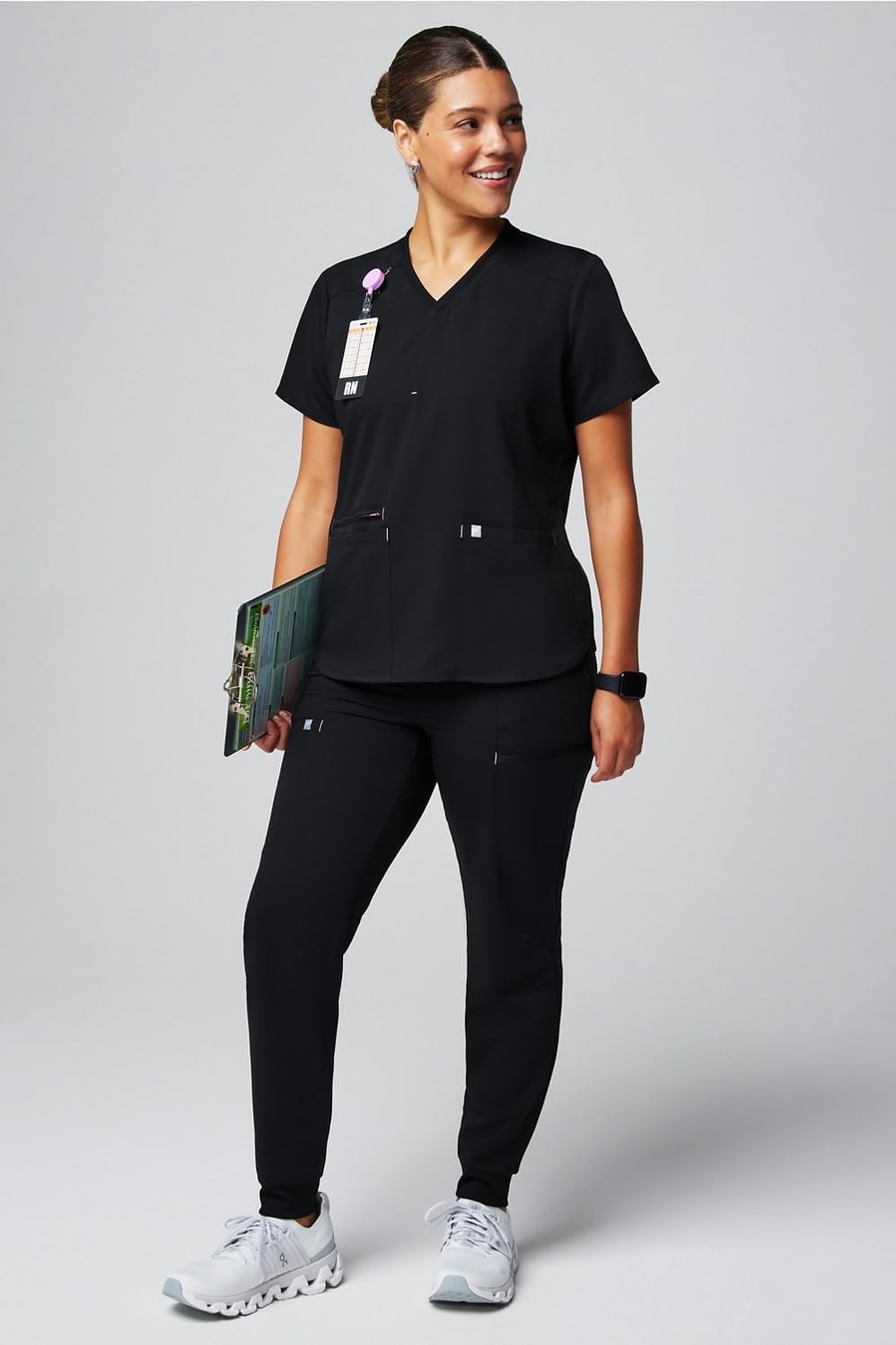 image:imageFabletics Womens High Rise Active Scrub Jogger MotionTech 4Way Stretch PocketPacked Lightweight SemiSlim FitBlackLilac