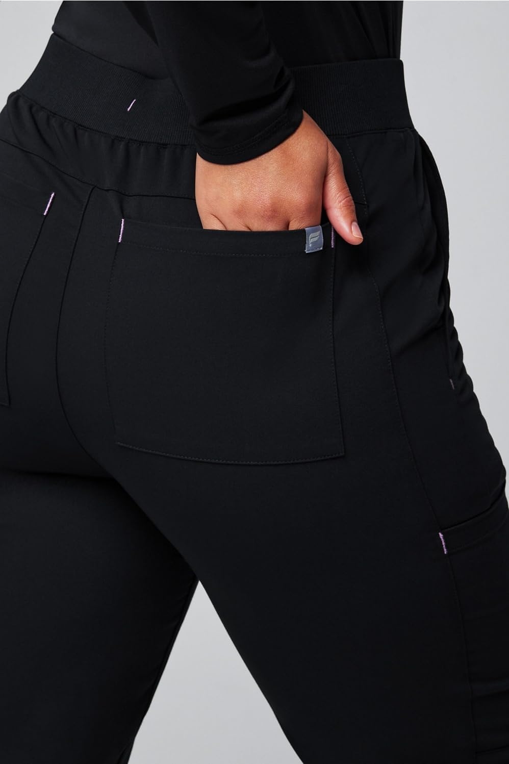 image:imageFabletics Womens High Rise Active Scrub Jogger MotionTech 4Way Stretch PocketPacked Lightweight SemiSlim FitBlackLilac