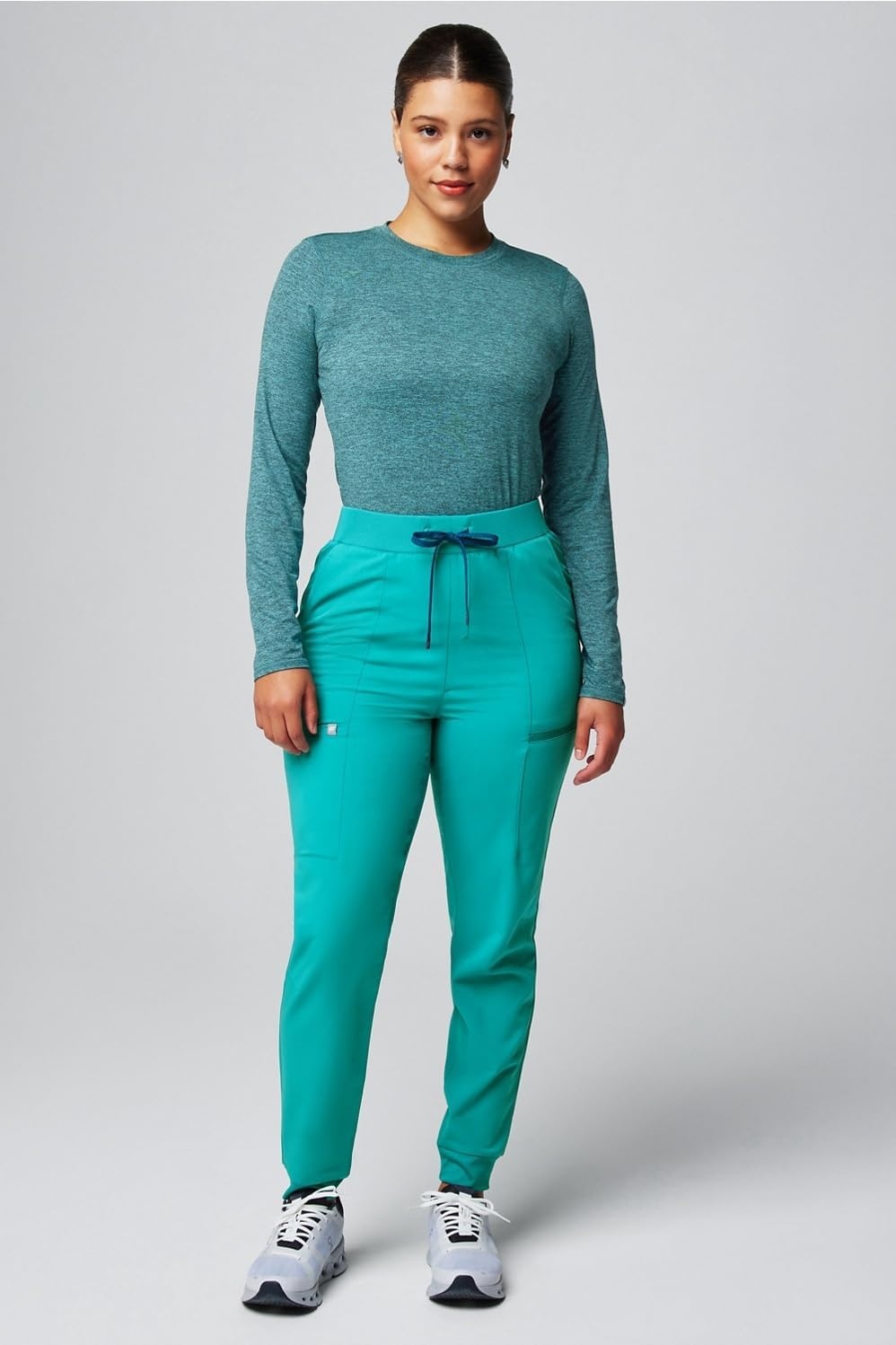 image:imageFabletics Womens High Rise Active Scrub Jogger MotionTech 4Way Stretch PocketPacked Lightweight SemiSlim FitBlue Lagoon