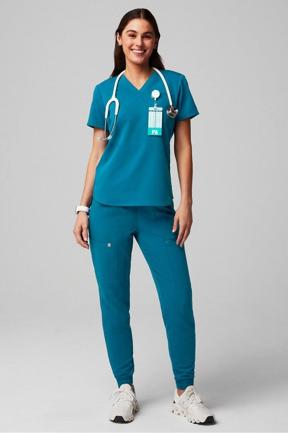 image:imageFabletics Womens High Rise Active Scrub Jogger MotionTech 4Way Stretch PocketPacked Lightweight SemiSlim FitCaribbean Blue
