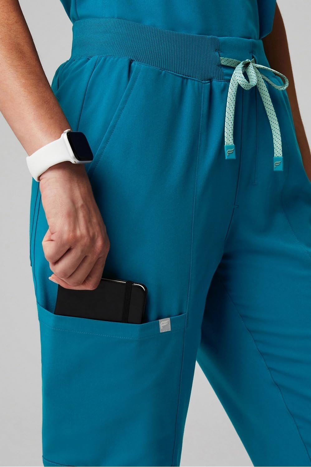 image:imageFabletics Womens High Rise Active Scrub Jogger MotionTech 4Way Stretch PocketPacked Lightweight SemiSlim FitCaribbean Blue