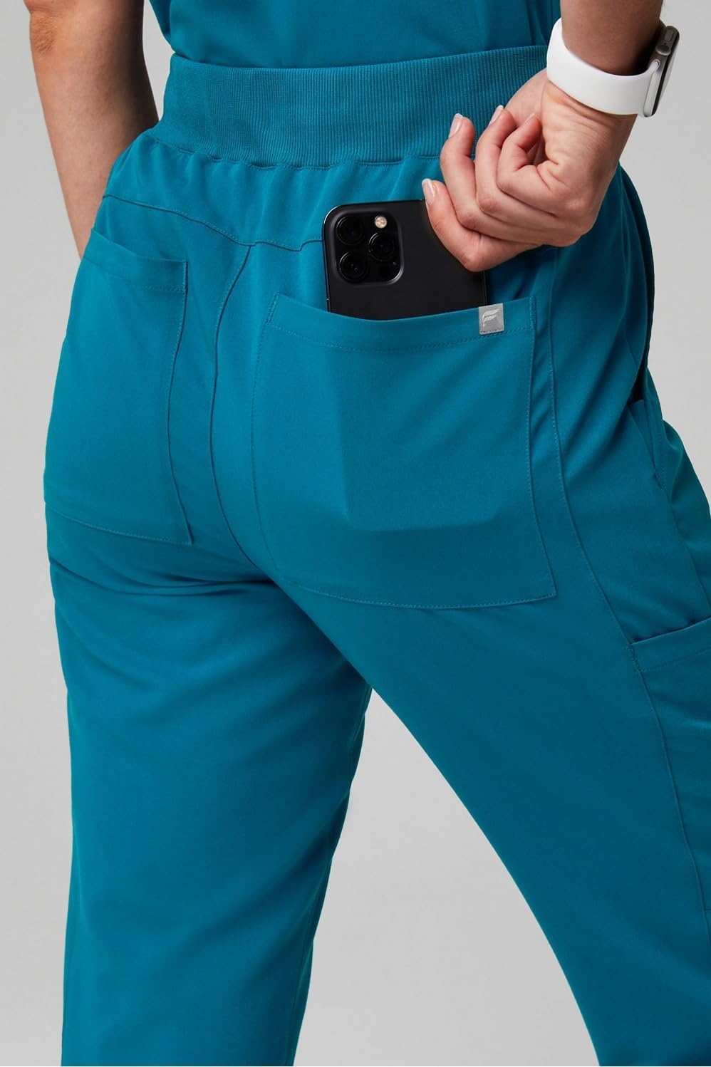 image:imageFabletics Womens High Rise Active Scrub Jogger MotionTech 4Way Stretch PocketPacked Lightweight SemiSlim FitCaribbean Blue