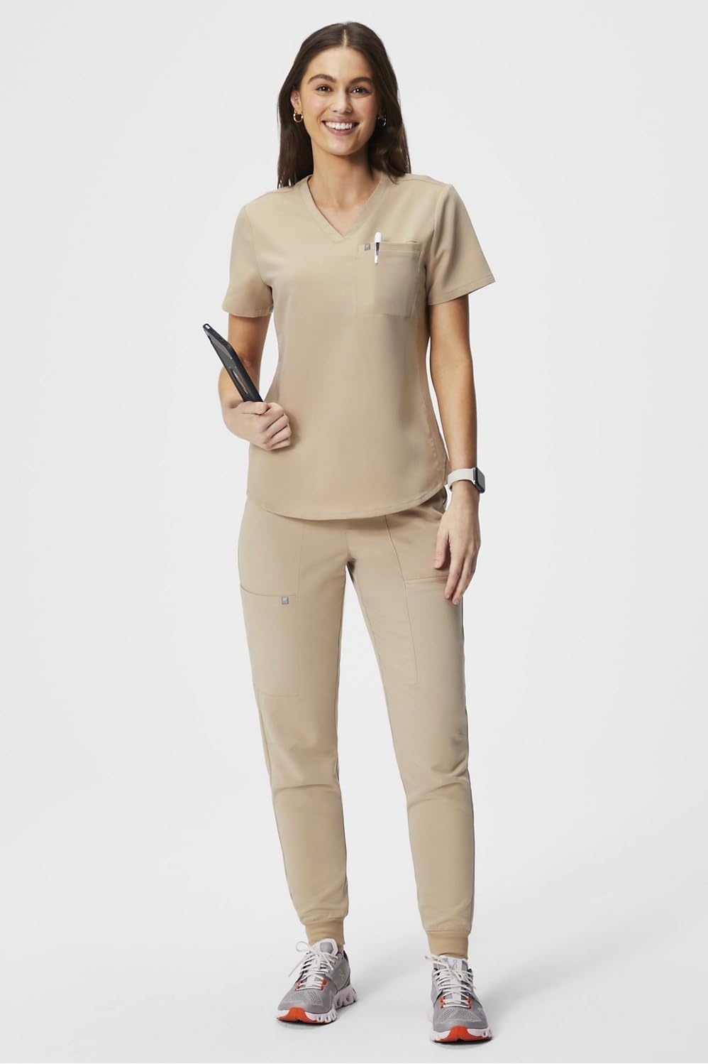 image:imageFabletics Womens High Rise Active Scrub Jogger MotionTech 4Way Stretch PocketPacked Lightweight SemiSlim FitChai