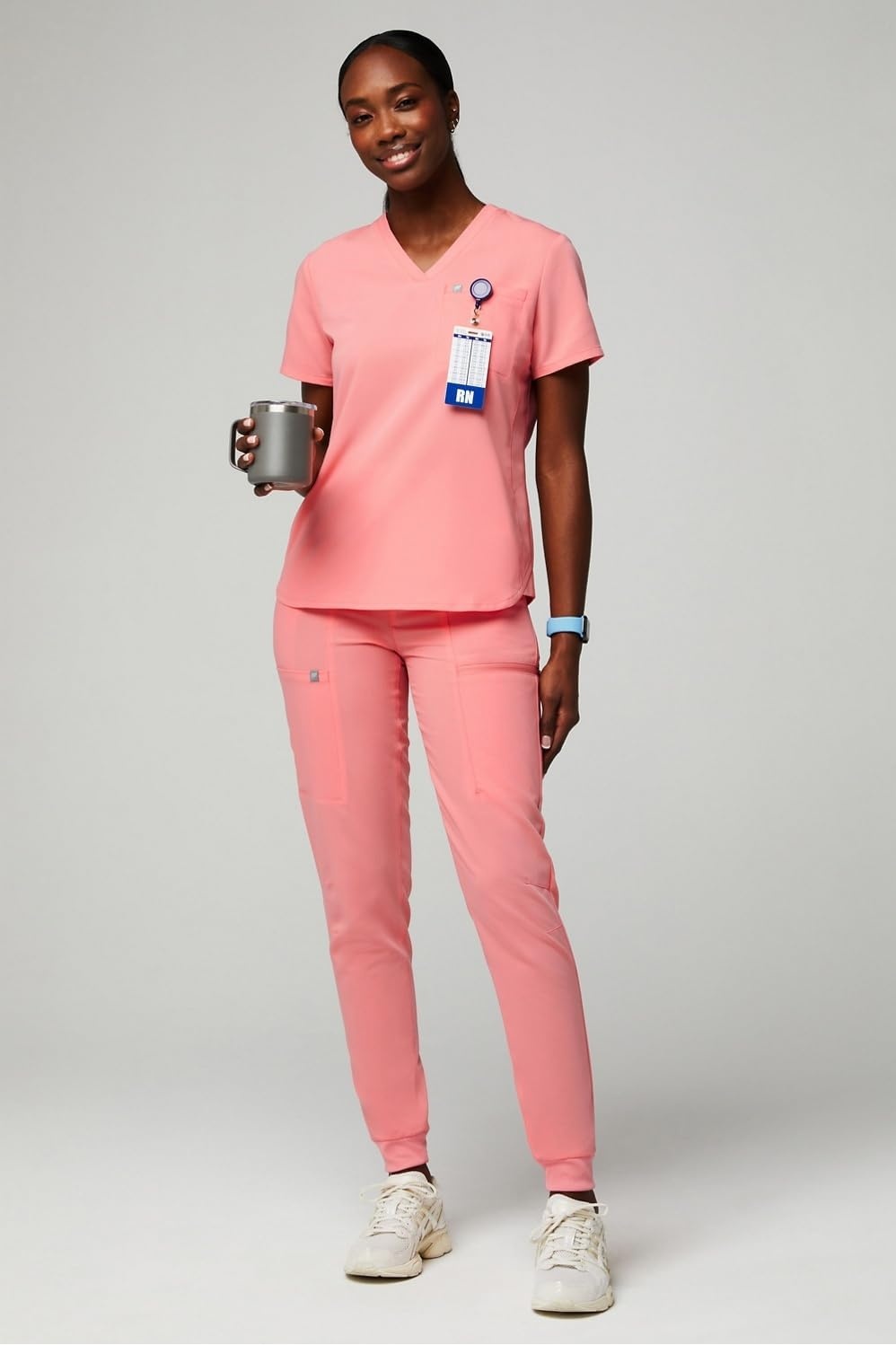 image:imageFabletics Womens High Rise Active Scrub Jogger MotionTech 4Way Stretch PocketPacked Lightweight SemiSlim FitCoral