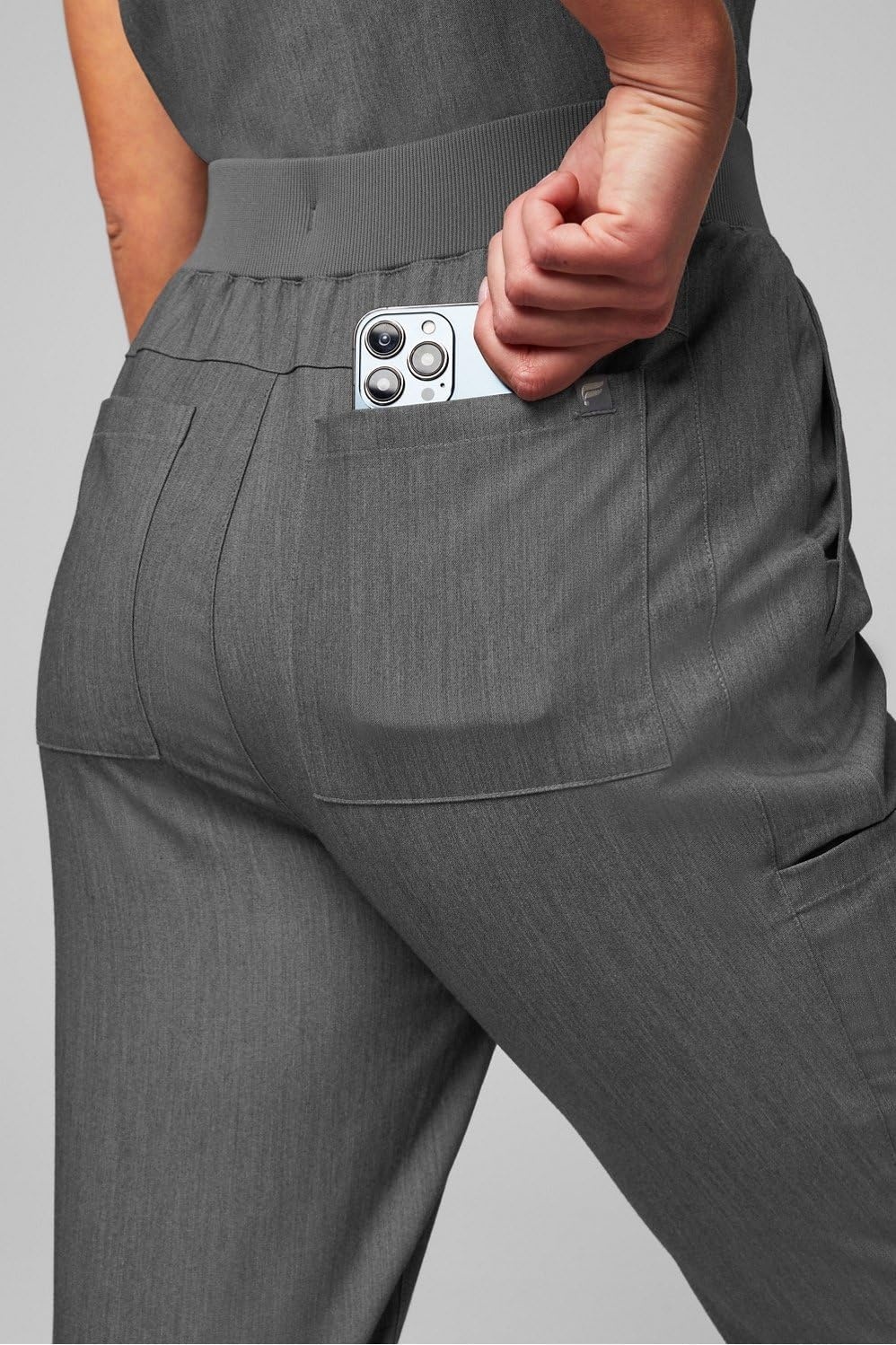 image:imageFabletics Womens High Rise Active Scrub Jogger MotionTech 4Way Stretch PocketPacked Lightweight SemiSlim FitHeather Grey