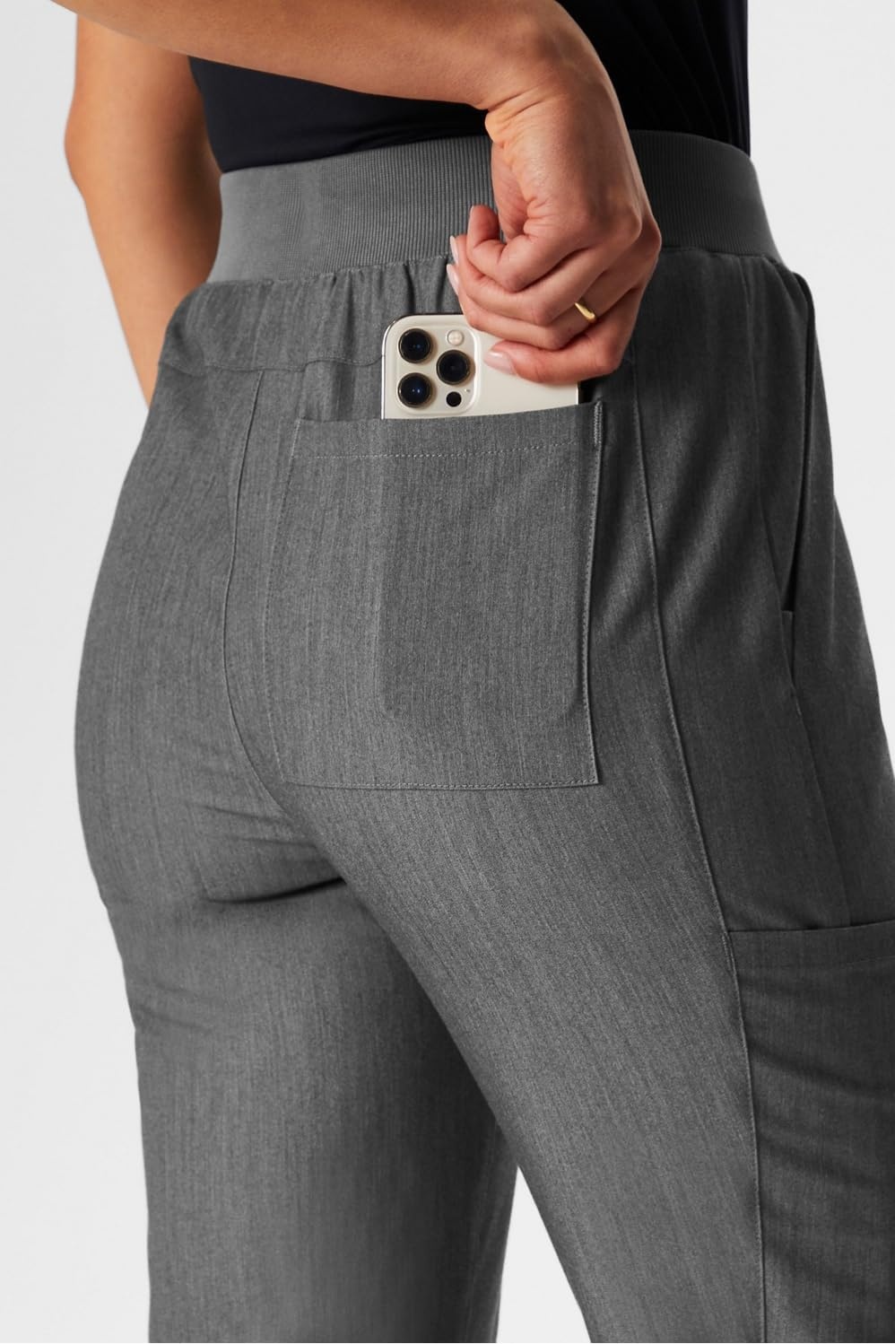 image:imageFabletics Womens High Rise Active Scrub Jogger MotionTech 4Way Stretch PocketPacked Lightweight SemiSlim FitHeather Grey