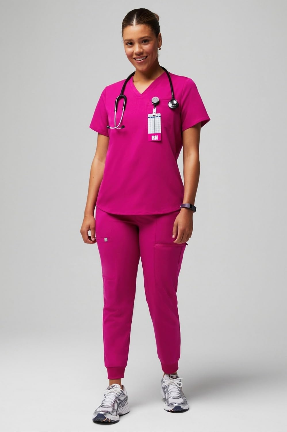 image:imageFabletics Womens High Rise Active Scrub Jogger MotionTech 4Way Stretch PocketPacked Lightweight SemiSlim FitHibiscus
