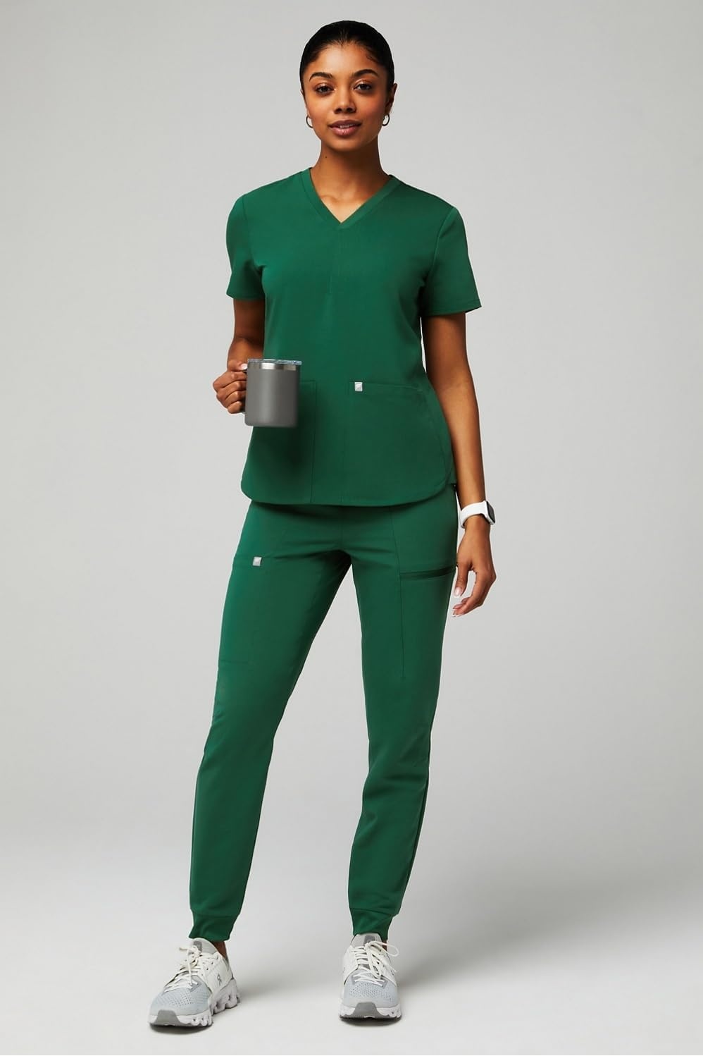 image:imageFabletics Womens High Rise Active Scrub Jogger MotionTech 4Way Stretch PocketPacked Lightweight SemiSlim FitHunter Green