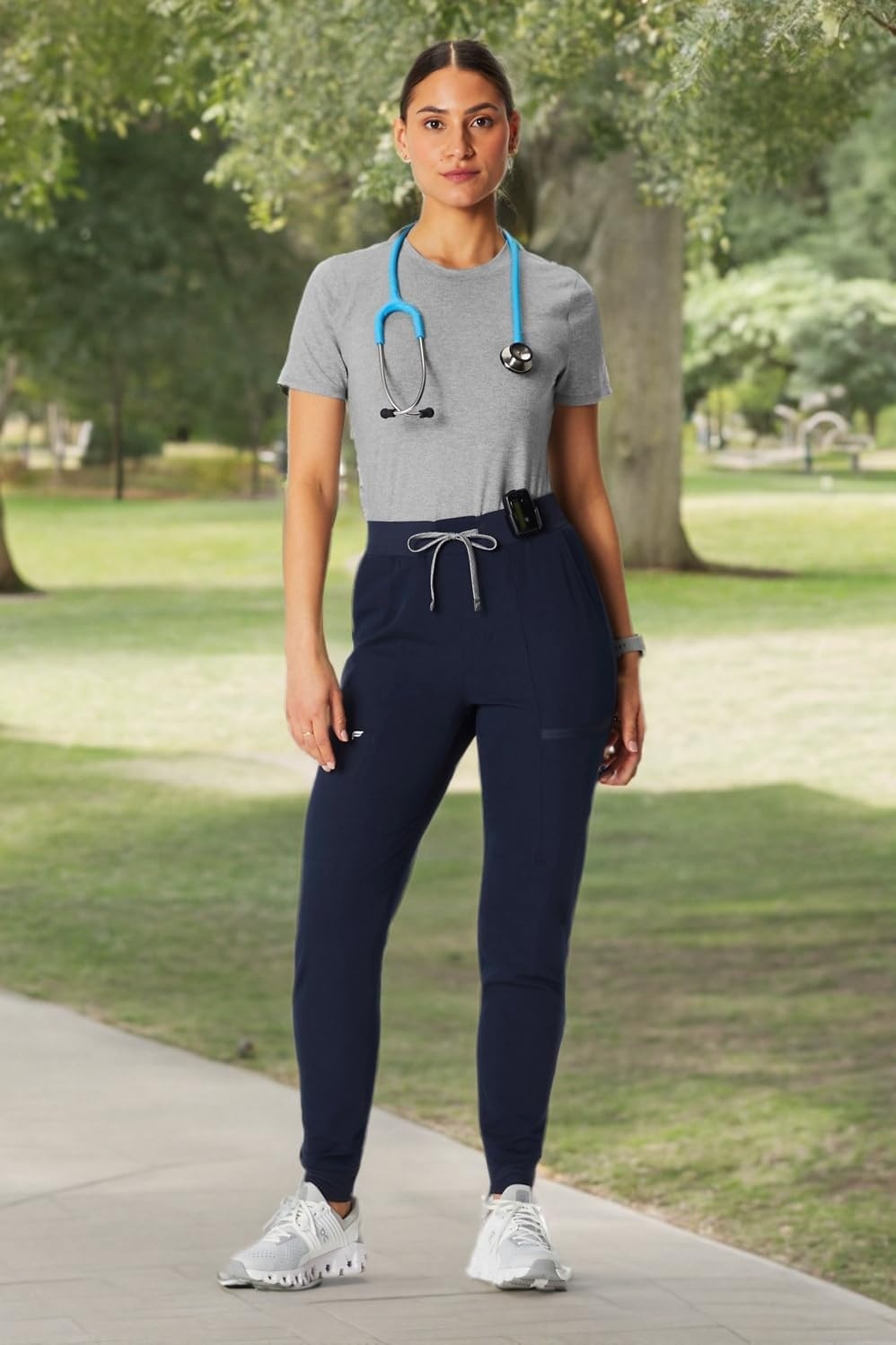 image:imageFabletics Womens High Rise Active Scrub Jogger MotionTech 4Way Stretch PocketPacked Lightweight SemiSlim FitNavy
