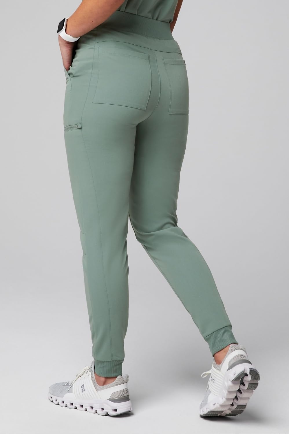 image:imageFabletics Womens High Rise Active Scrub Jogger MotionTech 4Way Stretch PocketPacked Lightweight SemiSlim FitSage