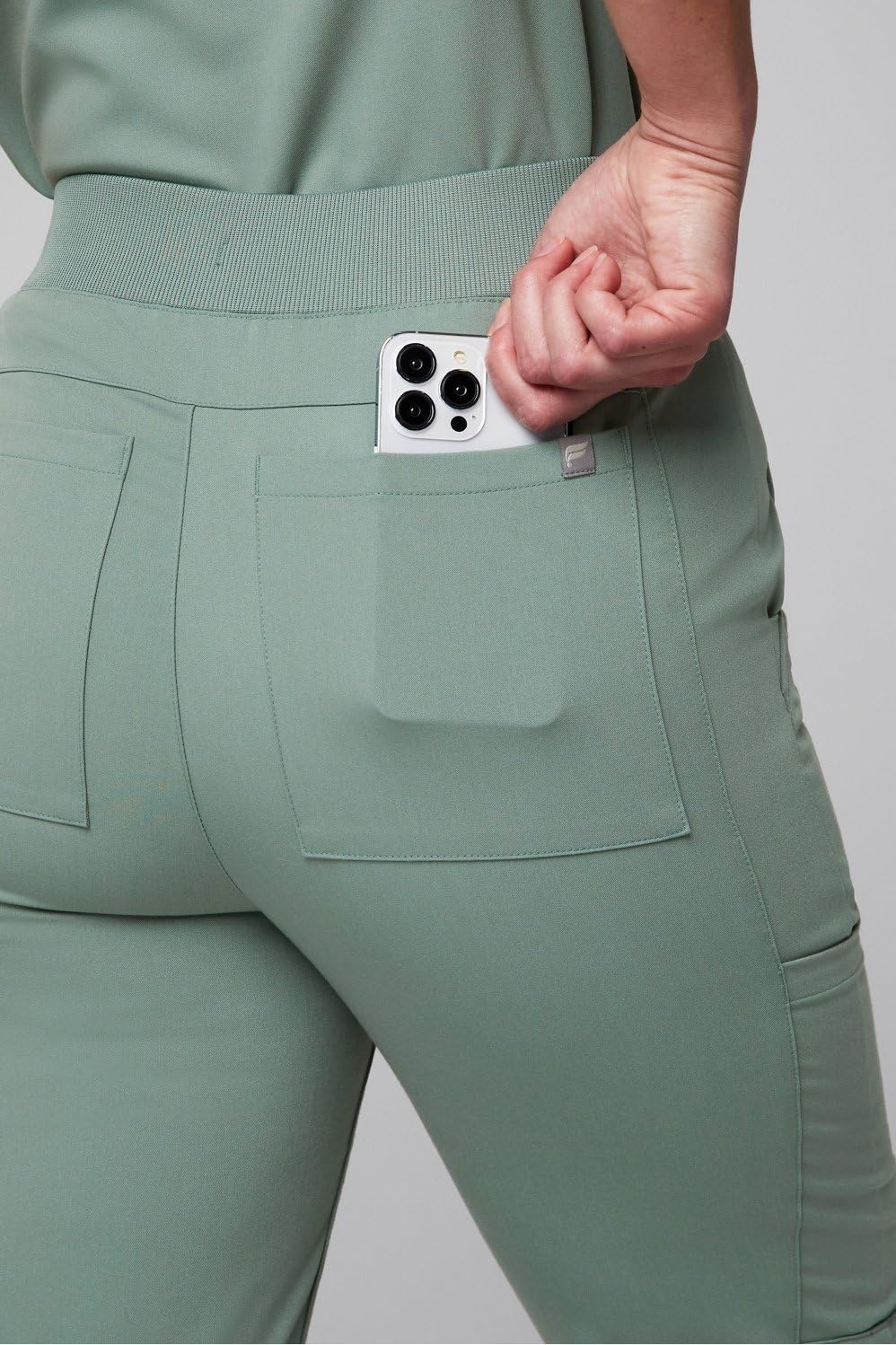 image:imageFabletics Womens High Rise Active Scrub Jogger MotionTech 4Way Stretch PocketPacked Lightweight SemiSlim FitSage