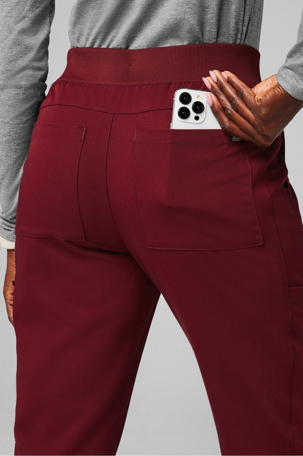 image:imageFabletics Womens High Rise Active Scrub Jogger MotionTech 4Way Stretch PocketPacked Lightweight SemiSlim FitWine