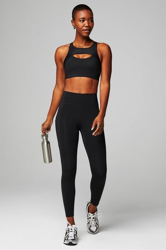 image:imageFabletics Womens Mesh Breathable Medium Impact Sports BraBlack