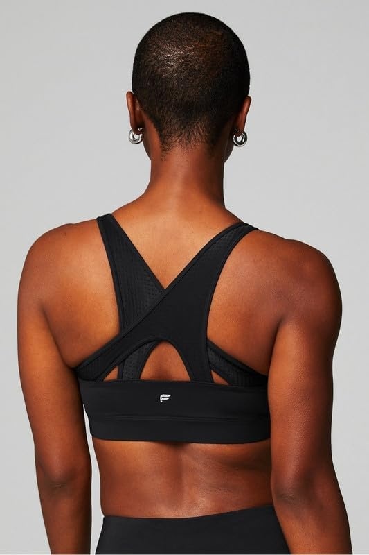 image:imageFabletics Womens Mesh Breathable Medium Impact Sports BraBlack