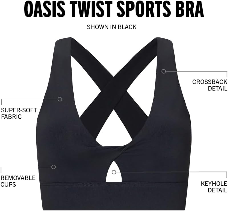 image:imageFabletics Womens Oasis Twist Sports Bra Workout Yoga Athletic FitnessBlack