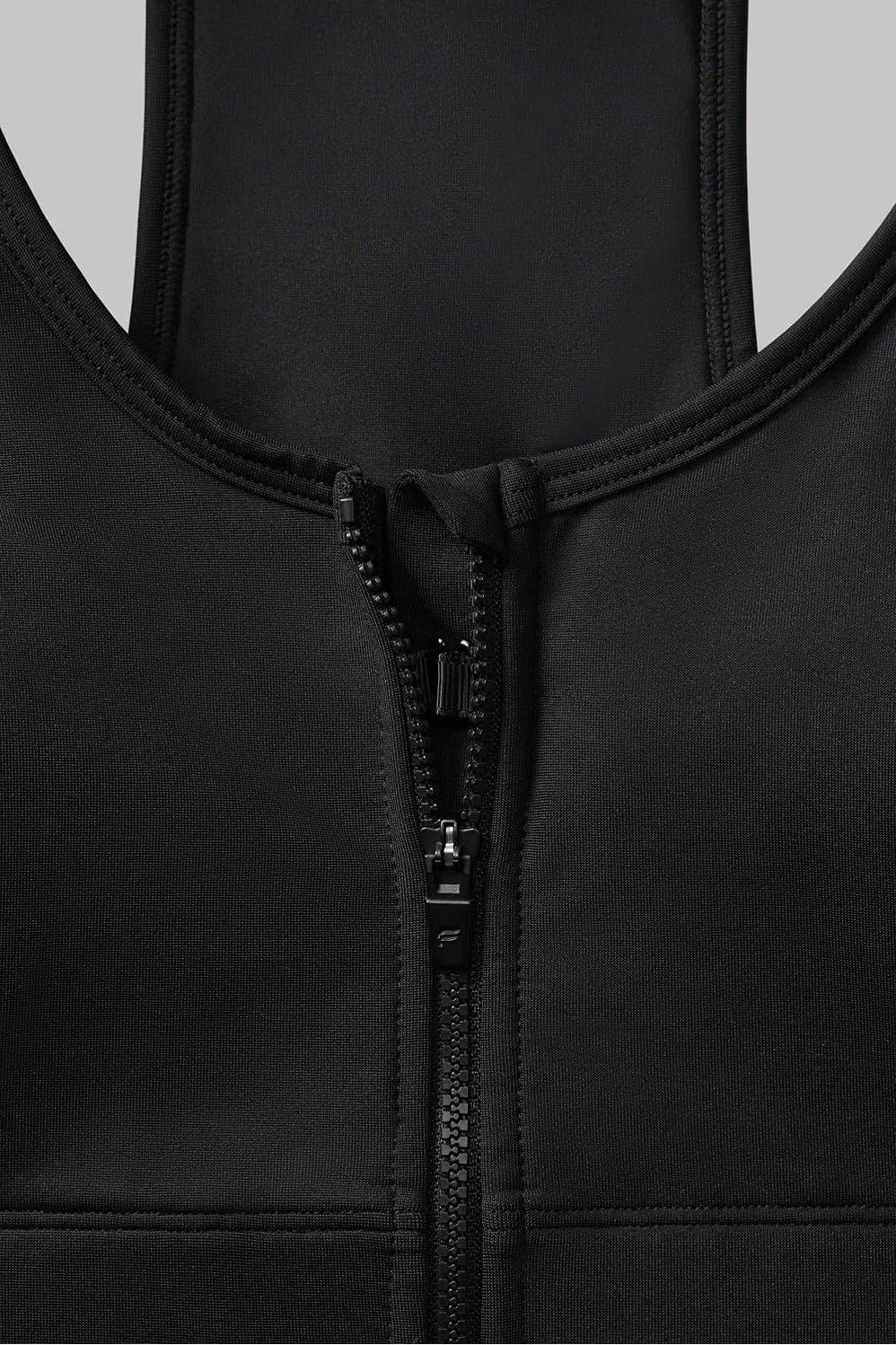 image:imageFabletics Womens OnTheGo Midi Medium Impact Sports Bra FrontZip Workout Yoga Fitness L Black Large