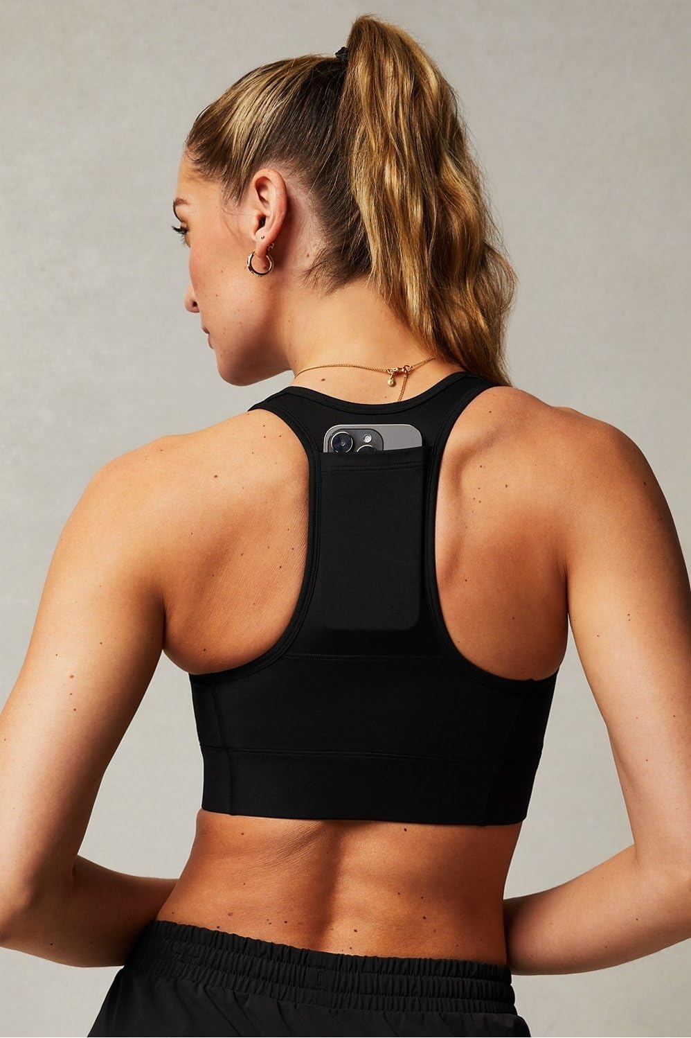 image:imageFabletics Womens OnTheGo Midi Medium Impact Sports Bra FrontZip Workout Yoga Fitness L Black Large