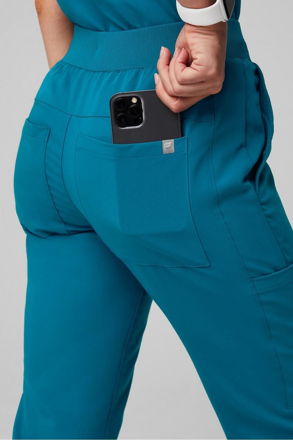 image:imageFabletics Womens Performance Scrub Pant MotionTech 4Way Stretch PocketPacked WrinkleResist SemiSlim FitCaribbean Blue
