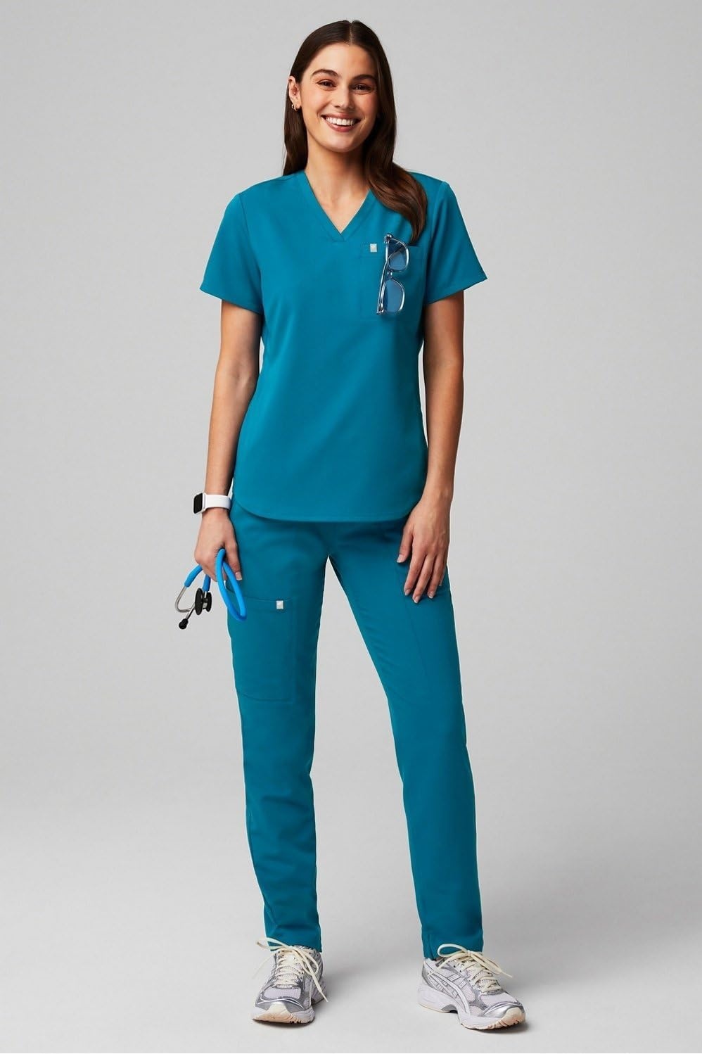 image:imageFabletics Womens Performance Scrub Pant MotionTech 4Way Stretch PocketPacked WrinkleResist SemiSlim FitCaribbean Blue